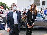 Ex-French president Nicolas Sarkozy and his wife Carla Bruni wear face masks as they attend wedding
