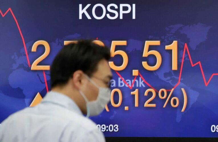 Asian shares decline following lackluster day on Wall Street