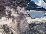 Drone footage captures CRATER on California’s Highway One in Big Sur after rain washes road away&nbsp;