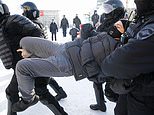 Anti-Putin protests break out across Russia as hundreds take to frozen ocean in support of Navalny 