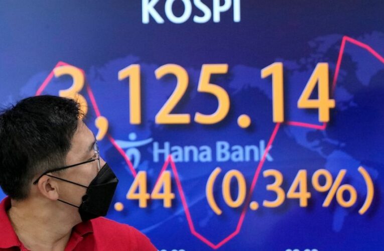US stock indexes edge lower, on track for weekly losses