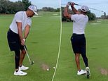 Tiger Woods posts video hitting balls again for the first time after horror car crash in February