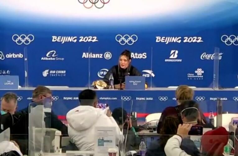 Hear Eileen Gu react to her first gold of Beijing Olympics