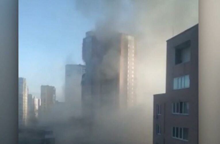 Video shows damage to Kyiv apartment building