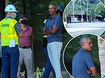 Scowling Obama inspects his new multi-million dollar Hawaii mansion and controversial sea wall
