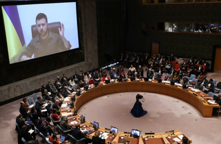 The Ukrainian president questioned the very mandate of the Security Council during emotionally charged speech