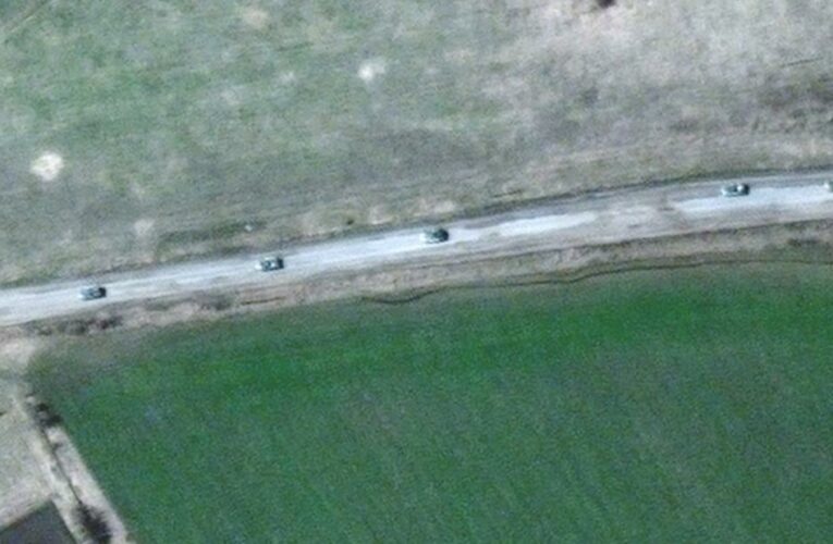 Satellite images show a military convoy in the east, where Ukraine’s defense intelligence chief warns of a major assault by Russian troops